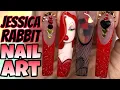 JESSICA RABBIT NAIL ART TUTORIAL Acrylic Pop off method Hand painted gel nail art