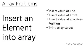 Array - 1 Insert an element into array at end at front at any given position