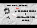 Training Generalization Error Understanding Training and Generalization Error in ML ML
