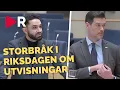 Lagu Storbråk i riksdagen om utvisningar
