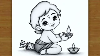 Happy Diwali drawing | Ram ji drawing with diya| Diwali Drawing | Chitra | pictures |Pencil sketch
