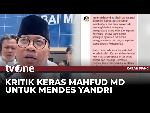 Mendes Yandri Terima Kritik dari Mahfud MD Janji Tak Akan Ulangi