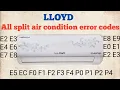 LLOYD air condition error codes list and salutation Lloyd air condition all error codes