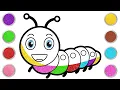Caterpillar Rainbow Drawing Painting Coloring for Kids Toddlers Let s Draw Glitter Paint
