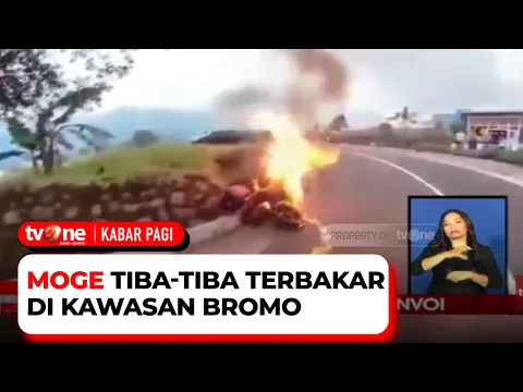 Ngeri, Detik-detik Moge Terbakar Saat Konvoi di Jalan Menuju Bromo