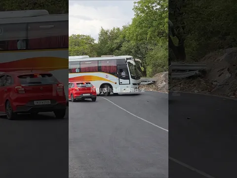 VOLVO 9400 incredibly Skilled driving in Tight Hairpin Bend 😯 KSRTC airavat in dhimbham ghat#shorts💥