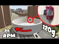 Using excessive centrifugal force to break the physics engine