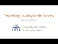 Teaching Multisyllabic Words