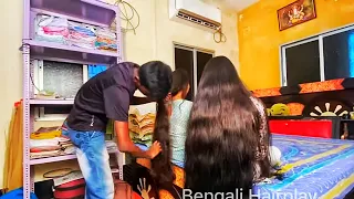 Two College Girl S Longhair Styleing By Servant Indian Rapunzel Longhair 