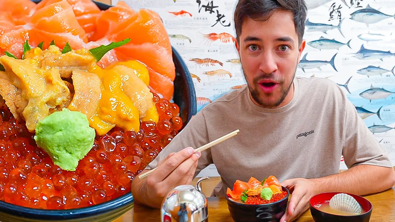 Japanese RAW FOOD Tour in Hokkaido!! Japans #1 OVERFLOWING Seafood Bowl with Sea Urchin!