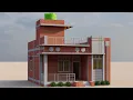 3D 2 Bedroom Village House Plan 3D 22x29