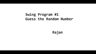 Swing Program Guess The Random Number