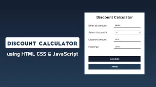 Discount Calculator using HTML CSS JavaScript
