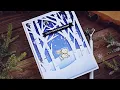 Cozy Christmas Wishes Creating a Snowy Winter Scene with Ink Blending