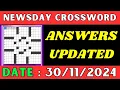Newsday Crossword Puzzle Answers Today UPDATED Newsday Crossword Nov 30 2024 Answers 24