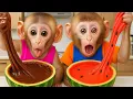 Download Lagu Monkey CoCo Harvests Fruits And Makes Colorful Watermelon Candies With His Younger Brother! 🐒🍌