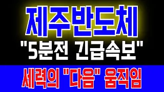 [제주반도체 주가전망] "5분전 긴급속보" 고점 물린 주주분들 필독 세력의 "다음" 움직임