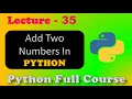 Python Program to Add Two Numbers HINDI Python Programming