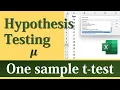 Hypothesis t-test for One Sample Mean using Excel s Data Analysis