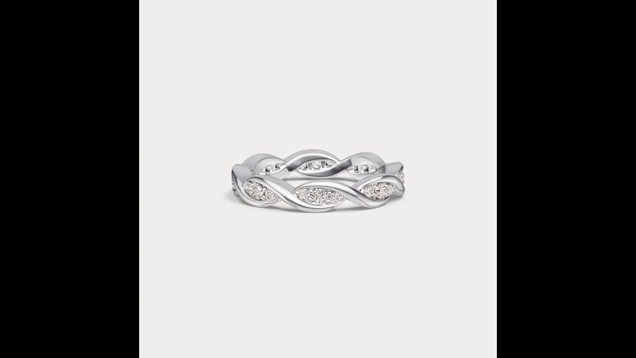 Round Lab-Grown Diamond Interwoven Band Ring in Sterling Silver