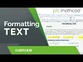 Formatting Text in Mathcad Prime