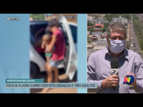 Chapecó: Carro de passeio é flagrado transportando 3 adultos e 8 crianças