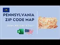 Pennsylvania Zip Code Map in Excel - Zip Codes List and Population Map