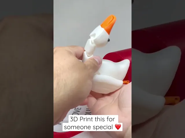 Flexi Duck Print In Place / Multiparts / Color Print 3MF / Heart Gift Box video thumbnail