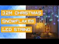 3 2M Christmas Snowflakes LED String Lights Flashing Fairy Curtain Lights Waterproof Holiday Party W
