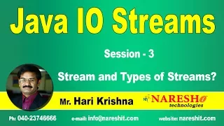IO Streams Session-3 Stream and Types of Streams Core Java Tutorials Mr Hari Krishna