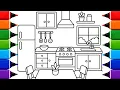 Cozy Kitchen Coloring Page Coloring with Markers