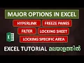 MS Excel Malayalam tutorial - HYPERLINK FREEZE PANES FILTER LOCKING SHEET AREA