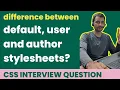 Types of CSS Default User and Authar Stylesheet inline Internal and External Stylesheet