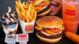ASMR BURGER KING IMPOSSIBLE WHOPPER CORN DOG RANCH SAUCE FRIES LARGE HI C ICE CREAM SUNDAE MUK