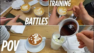 POV- Full barista shift at a BUSY cafe (Cafe rushes, Latte art battles, Barista training)
