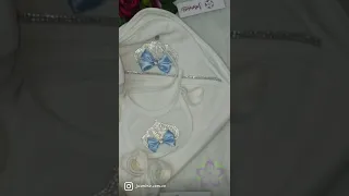 طقم سبوع تاج استراس مع فيونكات 