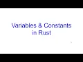 Variables and Constants Rust Programming Kovolff
