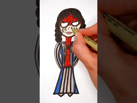 How to draw Spider-Man Wednesday vs Pugsley #shorts #art  #drawing