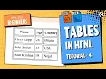 HTML CSS Tutorial for Beginners Ep 4 Create Tables Using table tr td th Tags - Explained