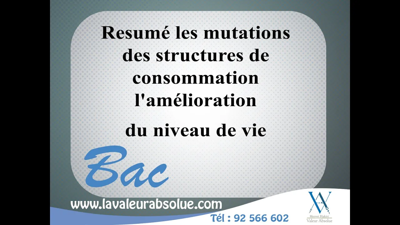 ✅ Resumé les mutations des structures de consommation l'amélioration du niveau de vie - Bac eco
