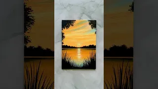 easy sunset painting tutorial for beginners