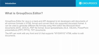 Edit files with GroupDocs Editor for Java Introduction