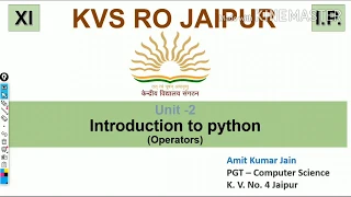Unit-2 Introduction to Python - Operators