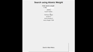 Python Project Periodic Table Element Searcher