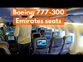 Boeing 777-300er Emirates seat and inside Emirates 777-300 Business Economy class seat