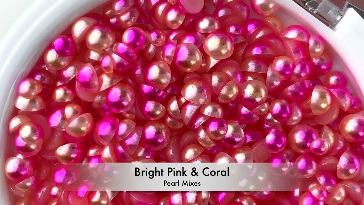 Flatback Pearls - Bright Pink & Coral