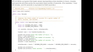 Java Lab 2-2 Java Program to convert time in hours minutes and seconds to total seconds