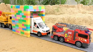 Construction Vehicles Pass Through The Magic Gate | Fire Truck Crane Truck Toy Stories | BIBO STUDIO
