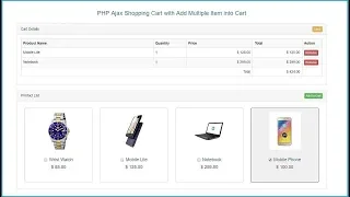 PHP Ajax Shopping Cart with Add Multiple Item into Cart