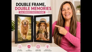 4x6 Double Picture Frames Hinged Folding Photo Frames Vertical Stand Frames Black